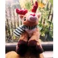 Glitzy the little Reindeer with striped scarf! 26cm.
