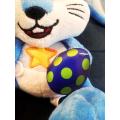 Blue Migros Bunny with light in tummy - Plush soft toy with tags. 35cm.