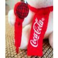 Rare and Collectable Coca-Cola Polar Teddy Bear with red scarf and racket. 12cm.