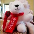 Rare and Collectable Coca-Cola Polar Teddy Bear with red scarf and racket. 12cm.