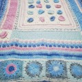 Crochet Cotton Yarn Mosaic Overlay Blue and Pink Square120cm x 120cm