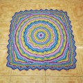 Crochet Cotton Yarn Baby Blanket Purple and Green - 100cm x 95cm