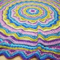Crochet Cotton Yarn Baby Blanket Purple and Green - 100cm x 95cm