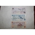 Canada - 3 old, crisp Dollar notes - $2, $5 and $10