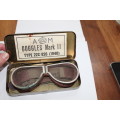 WW2 RAF Goggles.....in original tin - reason for low price below.....