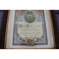 WW1 framed certificate of serving 2nd Life Guard Regiment - Super rare!!