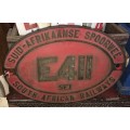 SOUTH AFRICAN RAILWAYS TRAIN PLATE E411 5E1 - SOLID BRASS
