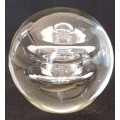LARGE & HEAVY CLEAR GLASS PAPERWEIGHT WITH INTERNAL VORTEX SPIRAL