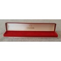 1960's RED HINGED OMEGA WATCH PRESENTATION BOX.