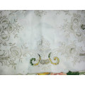 VINTAGE EMBROIDERED ECRU COTTON LINEN TRAY CLOTH IN GOOD CONDITION