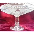 VINTAGE PRESSED GLASS TAZZA WITH A COMBINATION OF CLEAR AND FROSTED GLASS, VERY ATTRACTIVE...