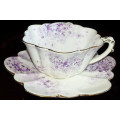 ANTIQUE 1896-1910,WILEMAN FOLEY, PRE SHELLEY LILAC DAISY CLUSTER PATTERN TEA  CUP AND SAUCER