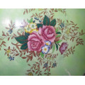 VINTAGE, HAND PAINTED, MALING LUSTRE CAKE PLATE IN THE ROSALAND DESIGN, MADE IN ENGLAND.