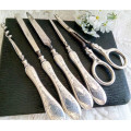 ANTIQUE, EDWARDIAN, LADIES GROOMING SET HALLMARKED SILVER, DELICATE FLORAL ETCHED HANDLES