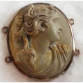 BEAUTIFUL ANTIQUE CARVED LAVA ROCK CAMEO, HIGH RELIEF, GREAT CONDITION.