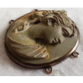 BEAUTIFUL ANTIQUE CARVED LAVA ROCK CAMEO, HIGH RELIEF, GREAT CONDITION.