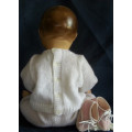DELIGHTFUL ALL COMPOSITION VINTAGE BABY DOLL WITH SPARKLING BRIGHT BLUE EYES