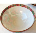 PRETTY IN PINK , BLUES AND GREENS, HIGHLIGHTED WITH GOLD... CHINESE HAND PAINTED SET OF TRIOS
