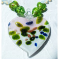 A BEAUTIFUL AND UNUSUAL MURANO BOHO BOHEMIAN , SILVER FOIL, HEART BEAD NECKLACE WITH HEART PENDANT