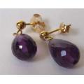 14ct Solid Yellow Gold and Amethyst Earrings
