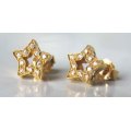 A Pair of 18ct. Solid Yellow Gold  and Genuine Diamonds Earrings