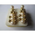 14ct Solid Yellow Gold and Genuine Cultured Pearls Earrings