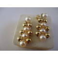 14ct Solid Yellow Gold and Genuine Cultured Pearls Earrings