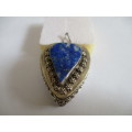 925 Sterling Silver and Lapis Lazuli Ornated Lidded Box / Pendant