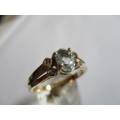 9 ct Yellow Gold Aquamarine and Diamonds Ring