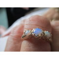 Genuine Solid Opals in 9Ct yellow Gold Ring