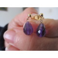 14ct Solid Yellow Gold and Amethyst Earrings