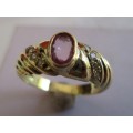 18ct. Yellow  Gold Ring with Genuine Pink Sapphire and Diamonds
