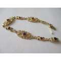 Solid 9ct Yellow  Gold and Genuine  Garnets Bracelet