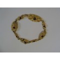 Solid 9ct Yellow  Gold and Genuine  Garnets Bracelet
