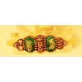 9ct Solid Yellow Gold, Genuine Emeralds and Diamonds Ring