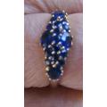 9ct Yellow Gold and Blue sapphires Ring