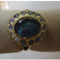 18ct solid Yellow Gold and Genuine Opals Ring