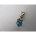 9ct White Gold and Blue Topaz Faceted Briollet Pendant