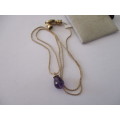 9ct Yellow Solid Gold Chain and Amethyst Gold Pendant