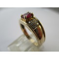 9ct Yellow Gold,  Rubies and Diamonds Ring