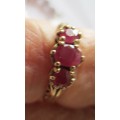 Solid 9ct Yellow Gold and Genuine Rubies Ring