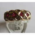 Genuine Rubies and Diamonds in 9 ct Yellow Gold Ring