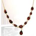 Stylish 9ct Gold and Genuine Garnets Necklace
