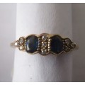 Genuine Blue Sapphires and Diamonds in 9ct Solid Yellow Gold Ring