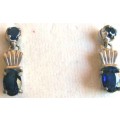 14K/ carat Gold and Genuine Blue Sapphires Earrings