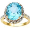 Amazing 5.26Ct. Blue Topaz and Genuine Diamonds in 10K Gold Ring