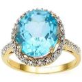 Amazing 5.26Ct. Blue Topaz and Genuine Diamonds in 10K Gold Ring