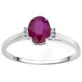 Lovely 0.55 ct African Ruby & 4 Pieces Genuine Diamond 10K Solid Gold Ring