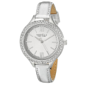 CARAVELLE NEW YORK WOMEN'S WITH GENUINE SWAROVSKI® CRYSTALS SILVER TONE WATCH W/ BOX & MANUAL