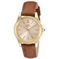 INVICTA® WOMEN'S 18K YELLOW GOLD ION-PLATED STAINLESS STEEL AND BROWN LEATHER WATCH